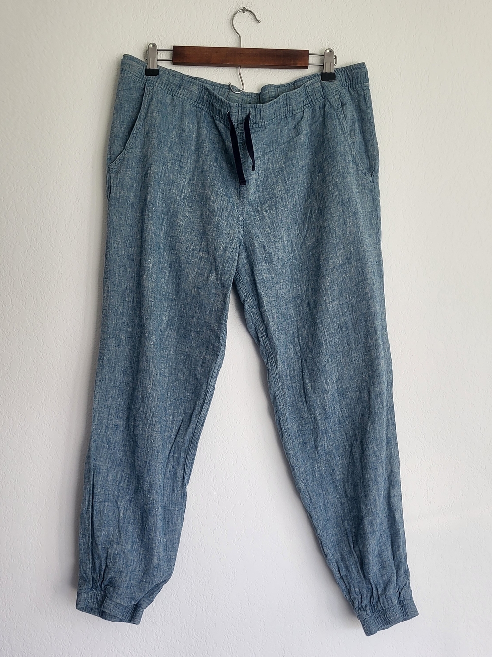 Patagonia Organic Cotton Hemp Blend Light Blue Drawstring Joggers Large